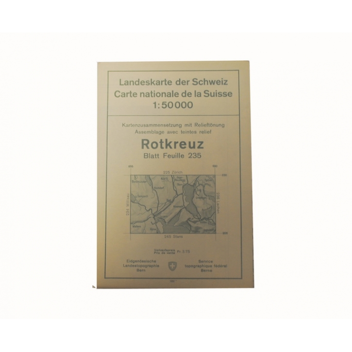 Schweizer Armee - Landeskarte 1:50 000 - Rotkreuz