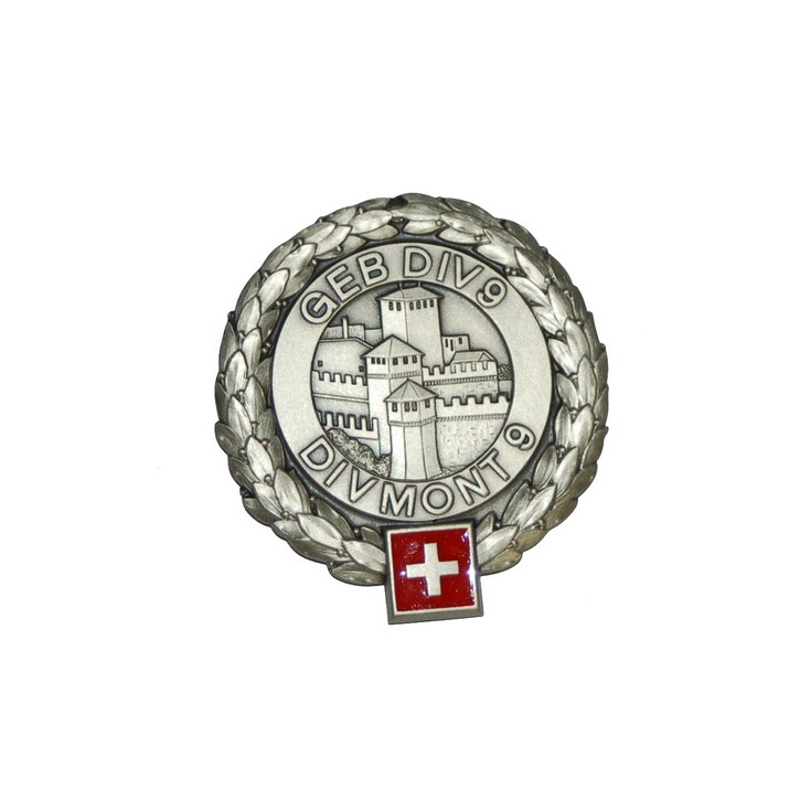 Béret-Emblem - Gebirgsdivision 9 - Silberrand